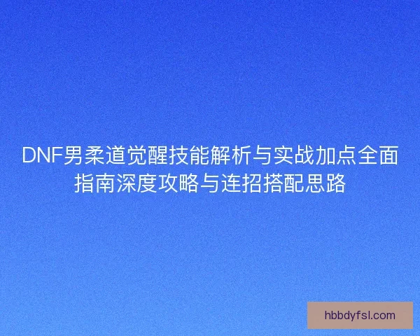 DNF男柔道觉醒技能解析与实战加点全面指南深度攻略与连招搭配思路
