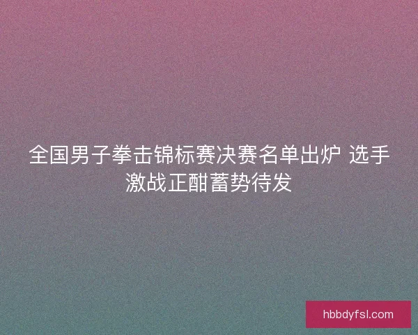 全国男子拳击锦标赛决赛名单出炉 选手激战正酣蓄势待发 全国男子拳击锦标赛决赛名单出炉 选手激战正酣蓄势待发